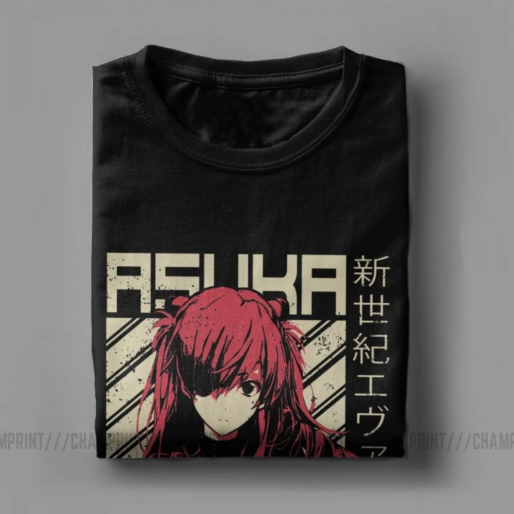 Ceny Asuka Evangelion Genesis Asuka plakat Anime t shirt męski humorystyczny 100% koszulki bawełniane wokół szyi t shirty klasyczna odzież