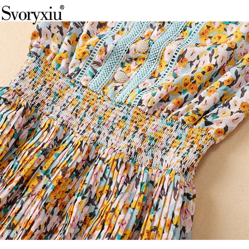 Svoryxiu Elegant Flower Print Bohemian Holiday