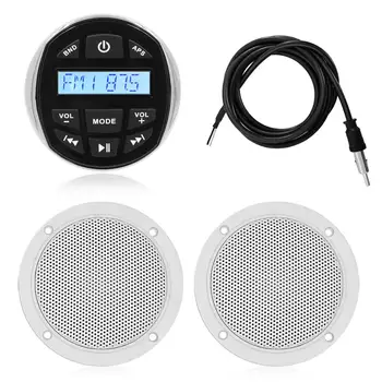 

Waterproof Marine Radio Stereo Bluetooth Audio MP3 Player+4'' Marine Speaker+FM Hidden Antenna For UTV RV Golf Cart Motorcycle