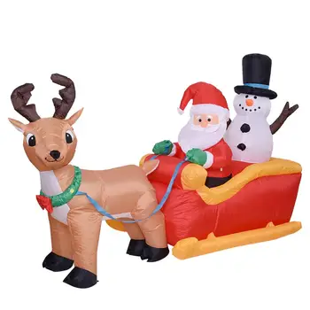 

6.6ft Christmas Inflatable Santa Reindeer Sled With LED Lights For Outdoor Yard Lawn Decoration