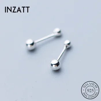 

INZATT Real 925 Sterling Silver Minimalist Round Small Bead Earrings For Fashion Women Party Fine Jewelry Geometric Accessories