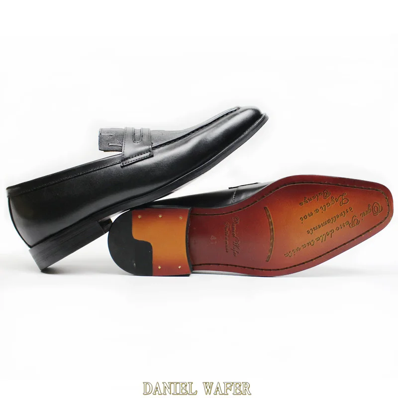 Роскошная итальянская мужская кожаная обувь офисные туфли на высоком каблуке, деловые туфли; свадебные мужские мужская обувь черного и коричневого цвета без шнуровки женские Пенни-Лоферы мужские лоферы