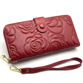 

Sendefn Genuine Leather Designer Wallets Women Embossing Floral Wallet Fashion Money bag Cell Phone Pocket Ladies Luxury Wallet