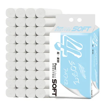 

6 Rolls/Pack Thickened Roll Toilet Paper Household Tissue Four Layer Sanitary Toilet Paper Bathroom Paper Skin Clean Paper