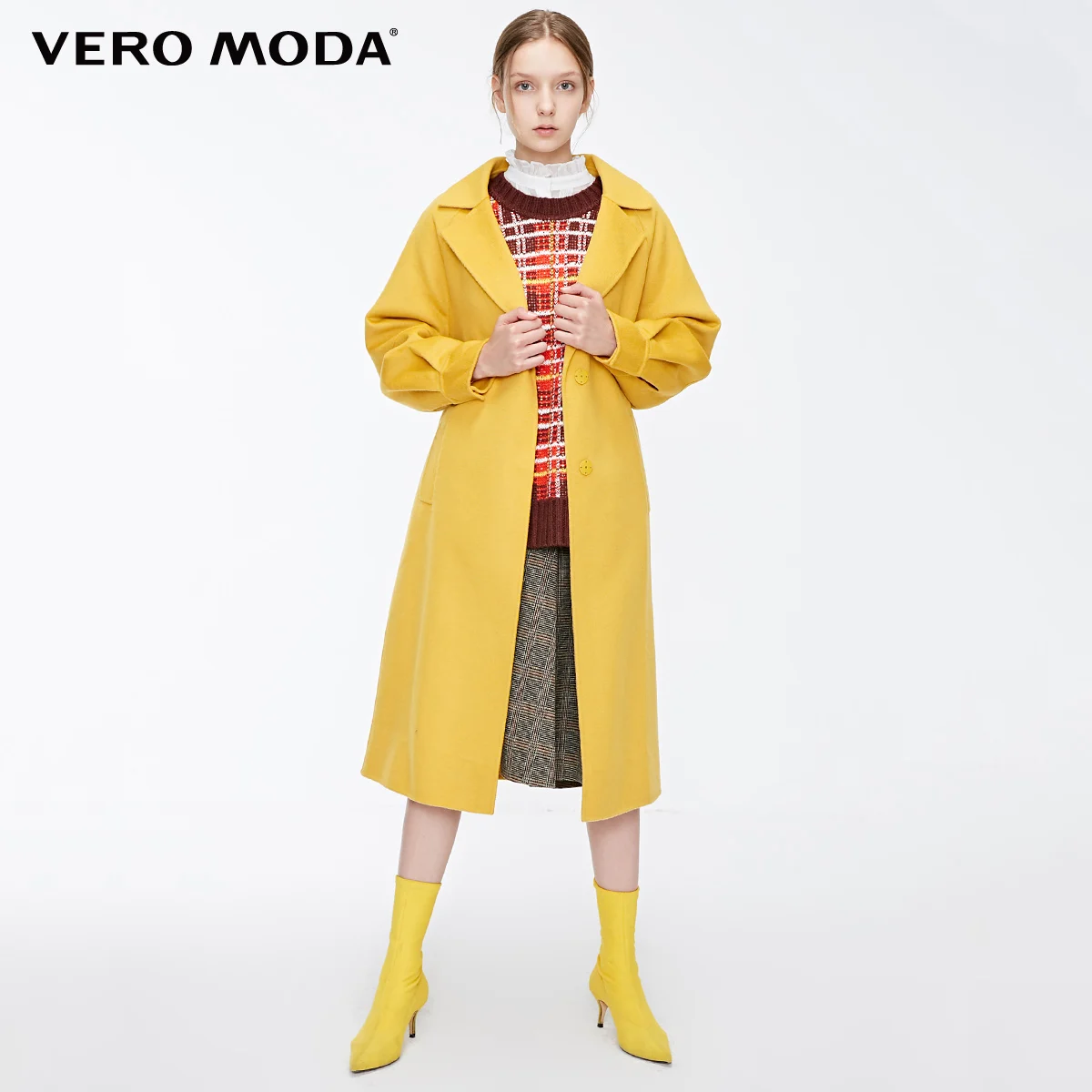 Vero Moda женское новое шерстяное пальто с отворотом и рукавами | 318327524