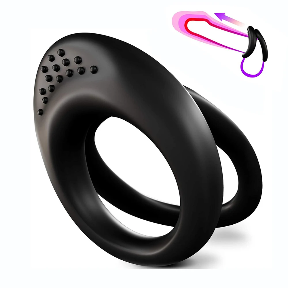 

Silicone Cock Enhancement Ring - Surperior Wear Dual Rings to Make Men Erection Time Delay Ultimate Pleasure for Couples Play