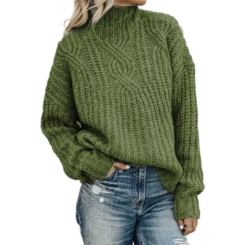 

Pure Color Keeps Warm Sweater Women's Turtleneck Twist Knit Top Pullover Winter Clothes Sweaters, Knitwear