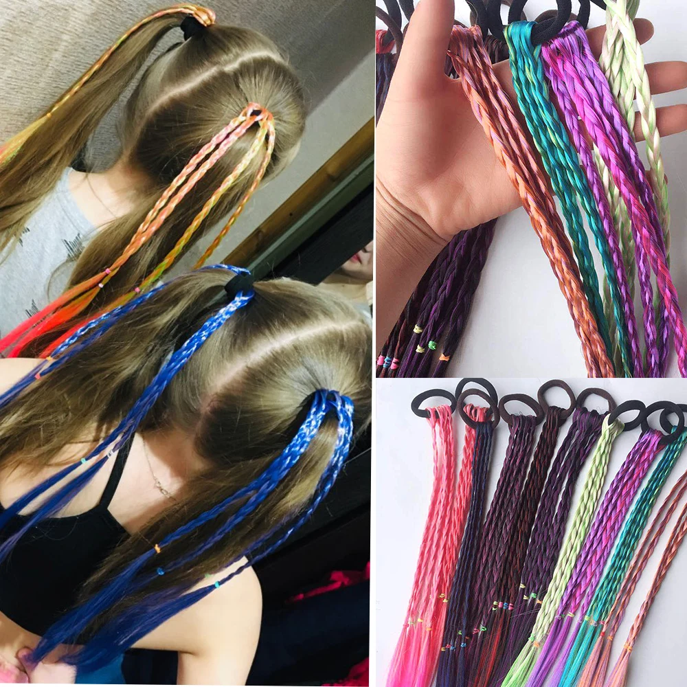 

1pc Simple Kid Elastic Hair Band Rubber Band Hair Accessories Colorful Kids Wig Headband Girls Twist Braid Headdress Child Gift