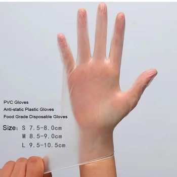 

100PCS PVC Gloves Anti-static Plastic Gloves Food Grade Disposable For Food Cleaning Cooking Restaurant Kitchen Accessories