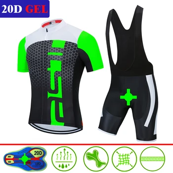 

2020 New Summer cyclling jersey set short sleeve MTB Breathable and quick-drying Cycling Clothing Strap suit 20D Gel pant