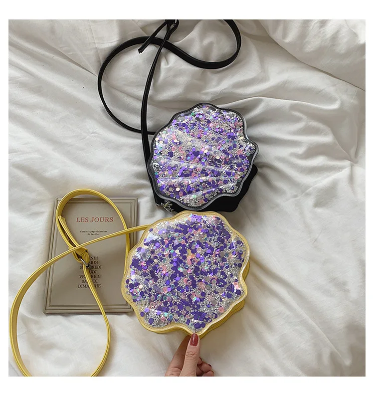 JIULIN New transparent sequins shell bag shape personality can flow single shoulder slant slant women bag