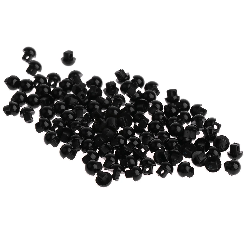 Solid Black Round Mushroom Domed Sewing Buttons 100x 5x4.5mm for Doll Eyes Nose Making Cloth Headdress Accs Children Crafts Toy doll accessories