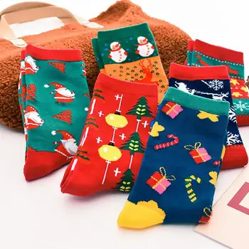 

6 Pairs of Christmas new year socks Lovely Cartoon Socks Warm Adult Cotton Neutral Festive Socks