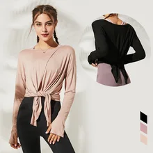 Женские топы спортивные рубашки для йоги с длинным рукавом, топ для спортзала, женский топ для йоги, спортивная одежда для женщин, Реверсивные свободные спортивные рубашки