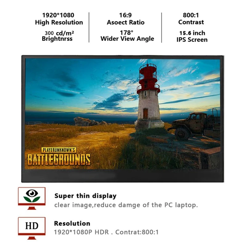 AM05-Portable Monitor 15.6 Inch 1080P IPS Type C