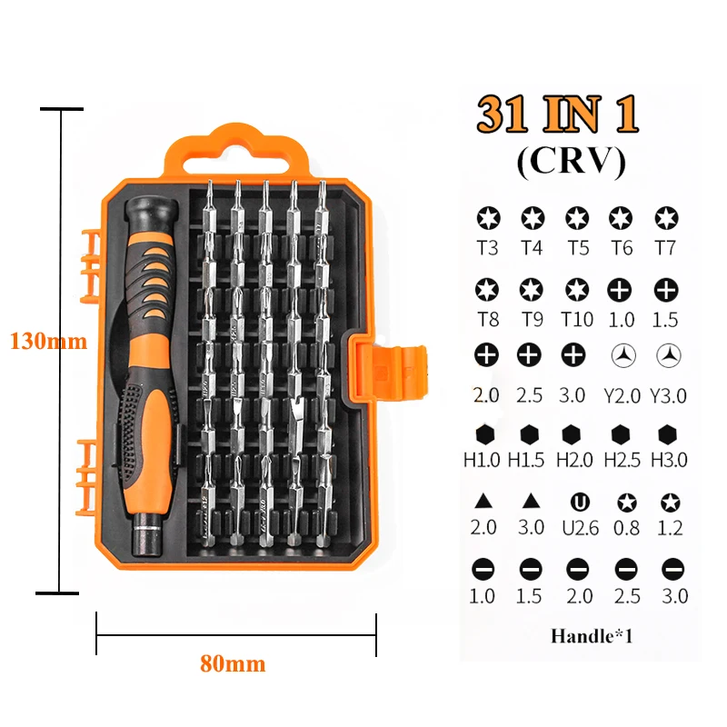 21/31 in 1 Screwdriver Set of Screw Driver Bit Set Multi-function Precision Mobile Phone Repair Device Hand Tools Torx Hex
