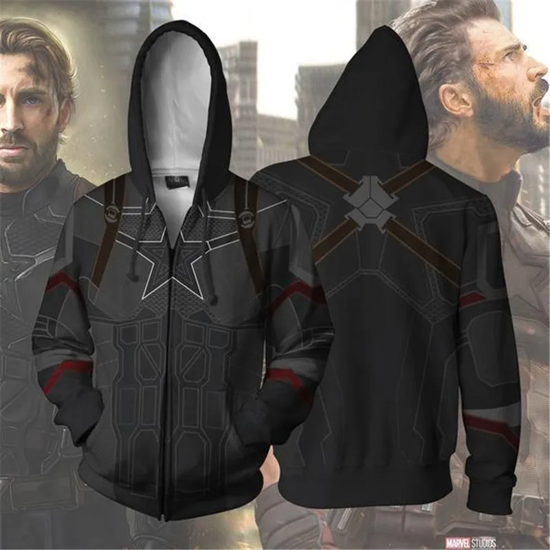 Captain America Spider: Into The Spider-Verse Venom Deadpool капитан Марвел косплей костюм пальто куртка свитер Повседневная Толстовка для взрослых мужчин и женщин - Color: Captain America