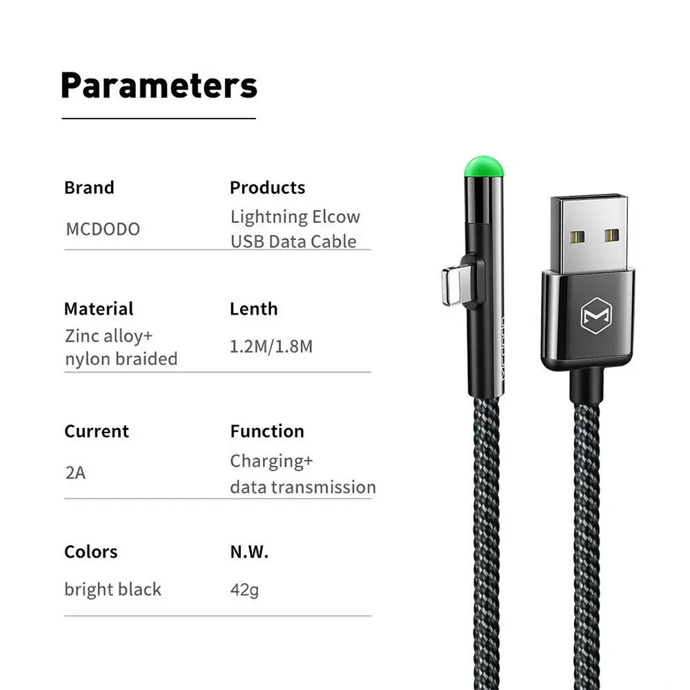 Кабель Mcdodo Lightning/USB для iPhone 11 pro/X/8/7 Plus кабель быстрой зарядки передачи данных 90
