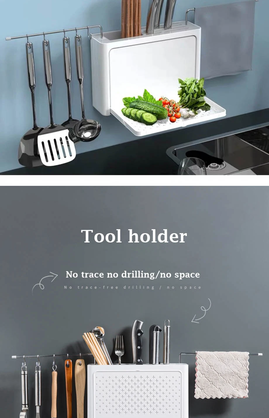 Kitchen Accessories Multifunction Home Draining Rack For Cutlery Tableware Plastic Chopstick Knife Spoon Fork Storage Holder