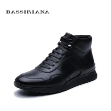 BASSIRIANA New Winter leather men's leather shoes warm shoes high quality comfortable free shipping