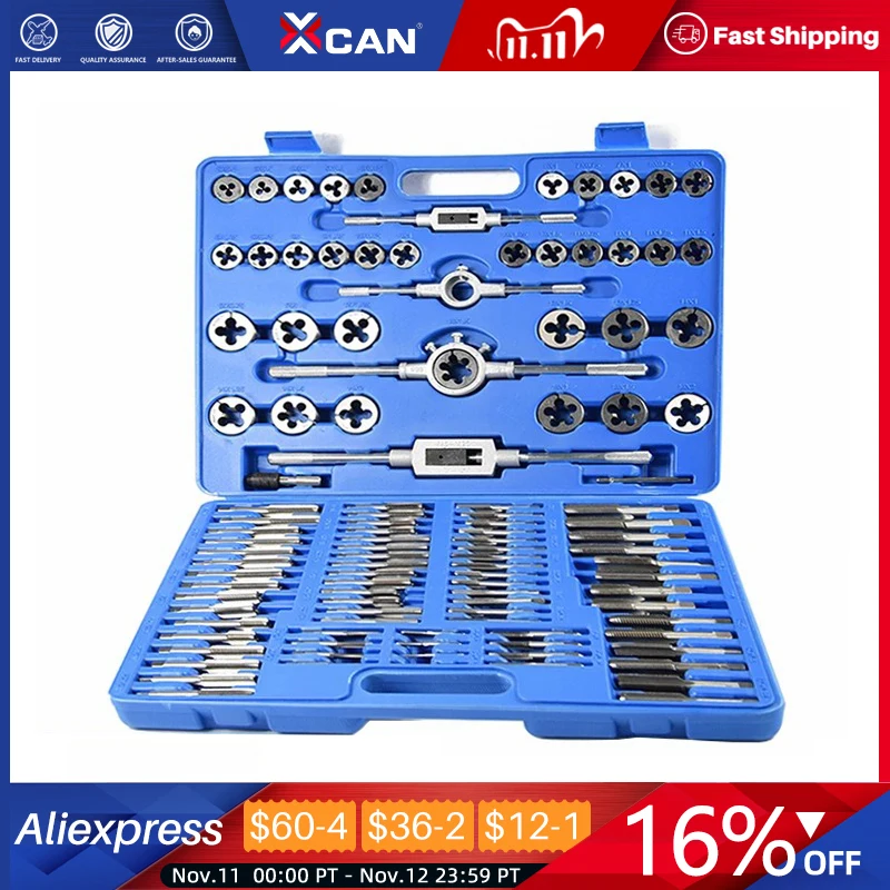 XCAN 110pcs Metric Tap Die HSS Screw Tap Drill