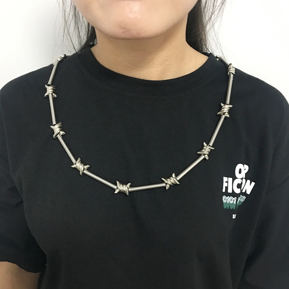  Necklace Punk Style Barbed Wire Chain Cheap JKP4465