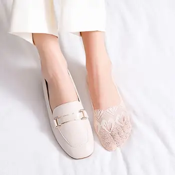 

Summer Lace Boat Socks Women's Deep Mouth Cotton Blend Non-Slip Socks High Ankle Invisible Comfortable Anti-Slip Low-Cut He U0B0