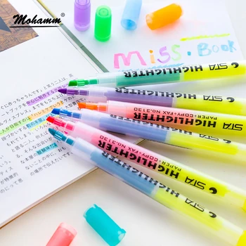 

STA Dual Head Tip Highlighters 7 Candy Color Art Marker for Student Notebook Paper Copy Fax DIY