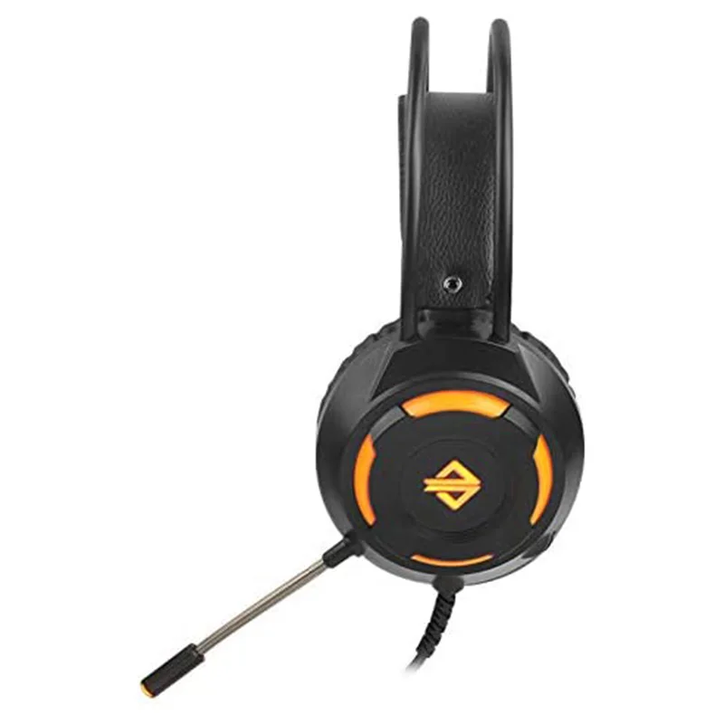 AJAZZ AX120 Stereo Gaming Headset Noise Cancelling over Ear Headphones with Mic Bass Surround Orange LED Light