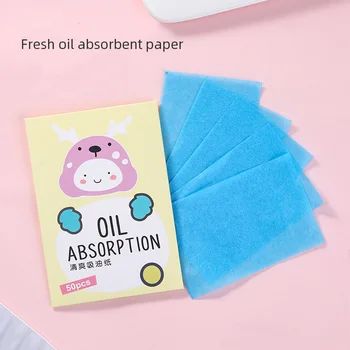 

50pcs Blue Film Oil-absorbing Paper Natural No Stimulation Portable Oil Blotting Sheets
