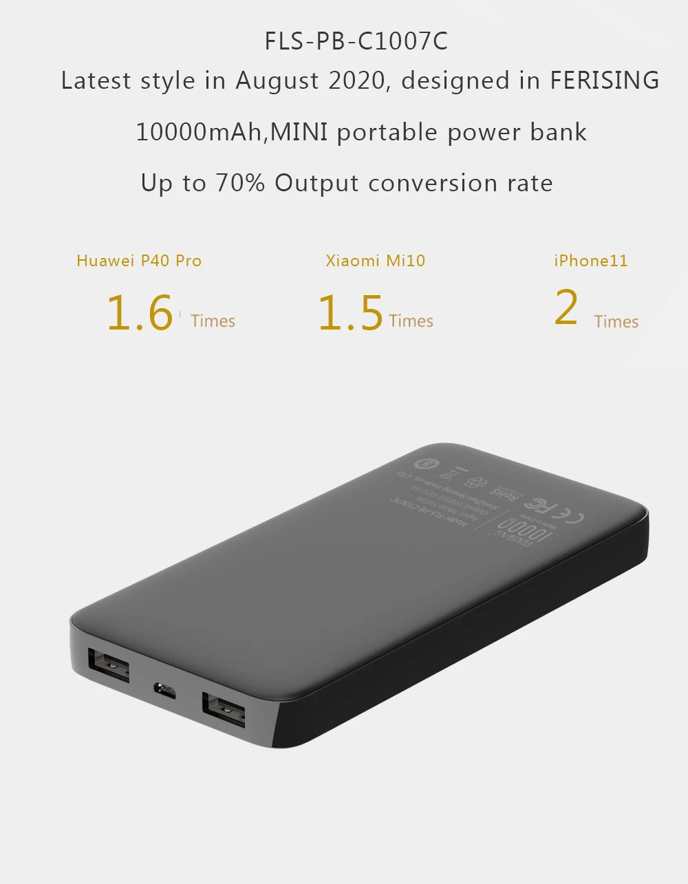 POWER BANK 10000 mah, Powerbank Ultra Leggero Sottile Caricatore Portatile,  USB EUR 22,99 - PicClick IT