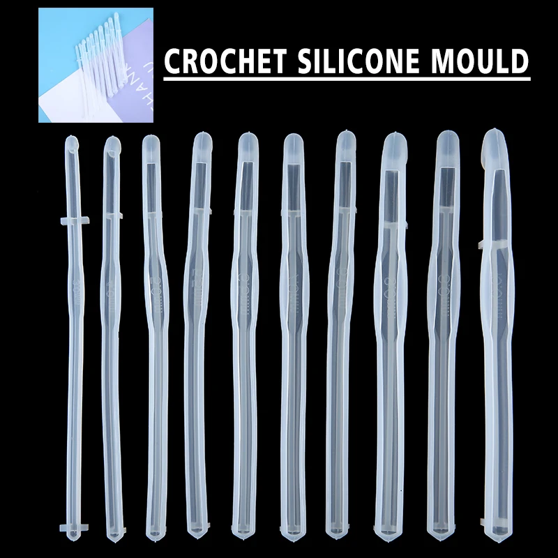 para manualidades y manualidades 10 tamaños juego de agujas de tejer de cristal de silicona Molde de resina epoxi para ganchillo 