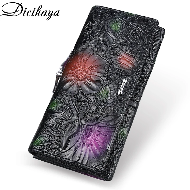 Women Wallets Clutch-Bag Card-Holder Female Purse DICIHAYA Design Genuine-Leather High-Quality