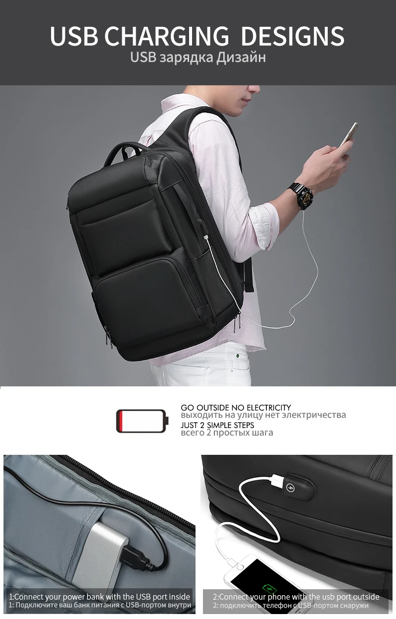Backpack men's multifunctional large capacity men's mochila with USB loading port 17,3 customs laptop School Backpack