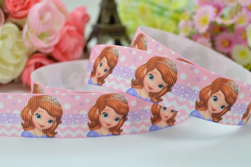 7/" 22 мм принцесса мультфильм печатных корсажная лента, бант для волос DIY ручной работы одежда материалы 50 ярдов OEM