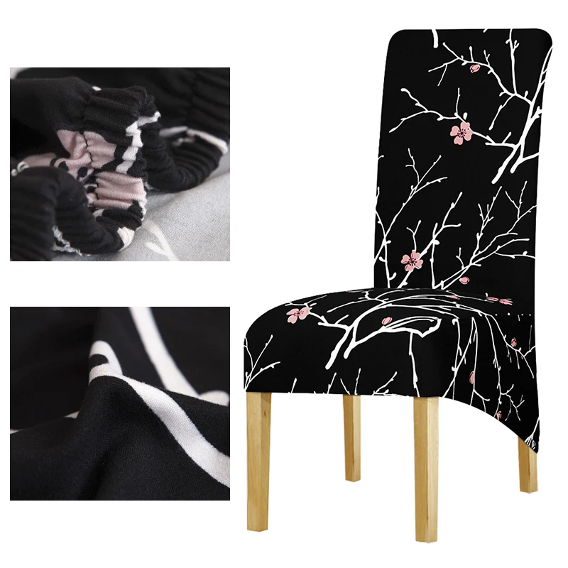 Печать Цветок для длинных задних размеров Чехол для стула проверенный шаблон чехлы для сидений гостиничные вечерние банкетные дома de chaise - Цвет: 125813-XL