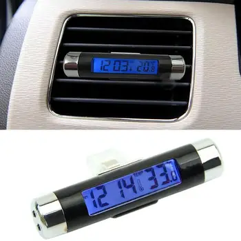 

2in1 Car Auto LCD Clip-on Digital Backlight Automotive Thermometer Clock meter