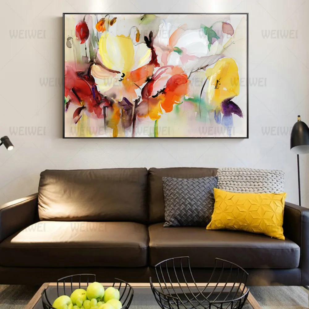 Watercolor Floral Flower Modern Minimalist Alpine Oil Painting On Canvas Posters Print Cuadros Wall Art Pictures For Living Room | Дом и сад