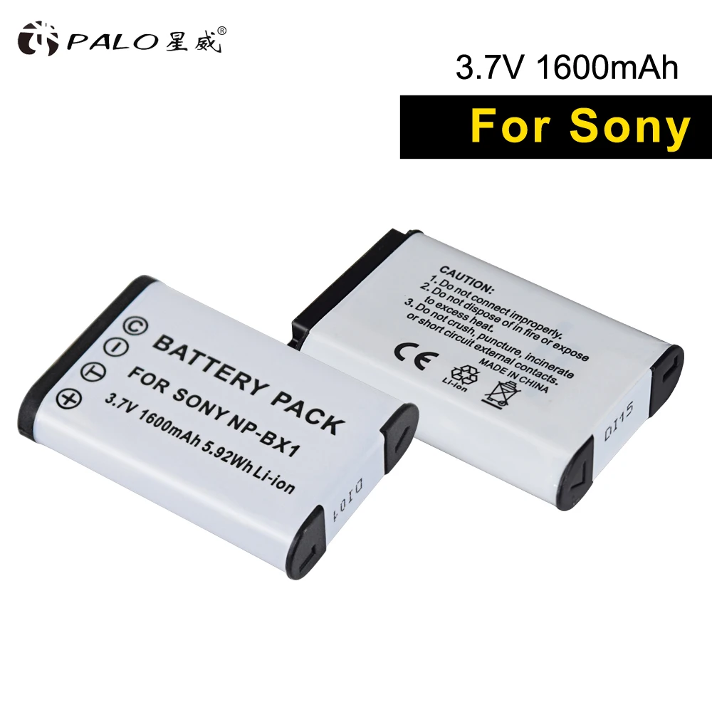 Palo Batteria Della Macchina Fotografica Digitale Np-Bx1 2Pcs 1600Mah Batterie Per Sony Rx100Ms As50R As100V As200V Hx90 60 50 Wx350 500 300 Gwp88E