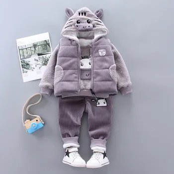 

3pcs/set Winter Children Clothing Sets Cotton Animal Christmas Snowsuit Thicken Warm Sweatshirt Suit For Girls Boy Kids Clothes