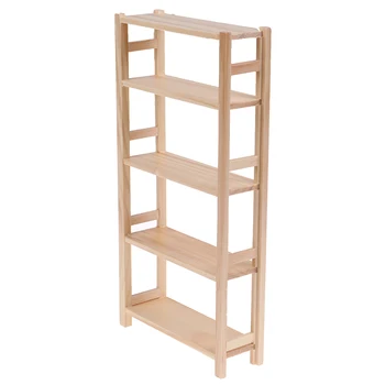 

1:12 Miniature Wooden Storage Bookshelf 5 Layer Flower Shelf Display Rack Dollhouse Furniture Decor for Book Jewelry Sundries