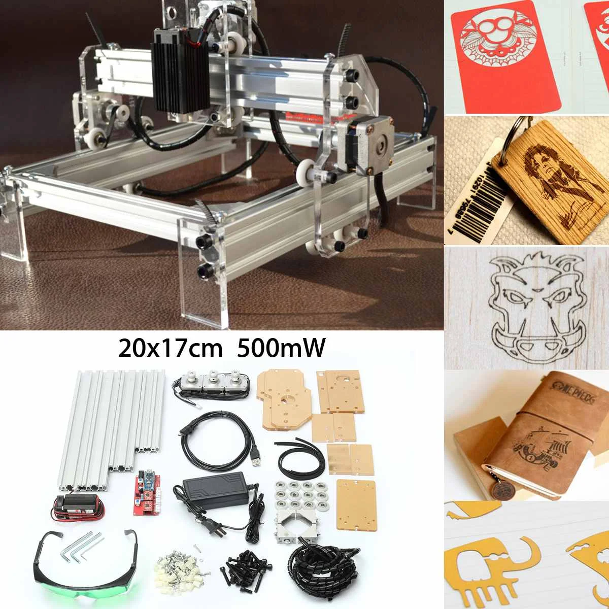 

500mw Desktop Laser Engraving Engraver Machine Kit DIY Cutter Printer 20x17cm Milling Machine wood router