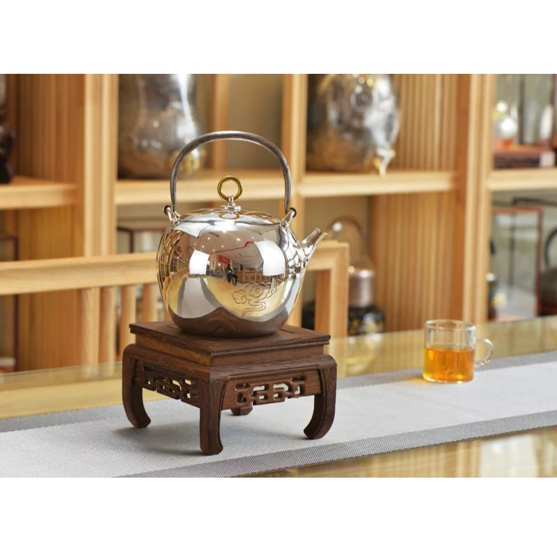 

Silver pot 999 sterling silver handmade tea set Japanese retro teapot kettle home tea ceremony Kungfu tea set 1100ml