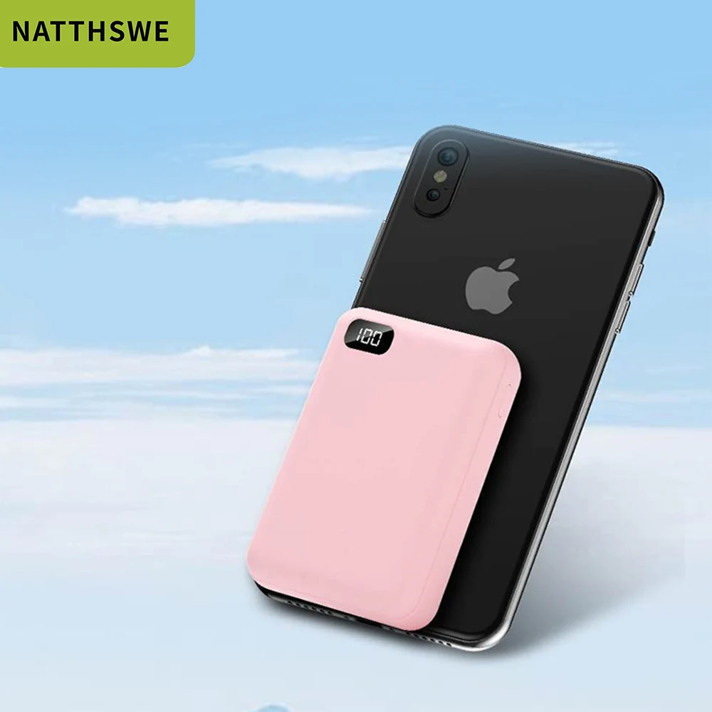 NATTHSWE Mini Power Bank 20000mAh Dual USB Portable Charger Powerbank For Xiaomi iphone LED Display External Battery Poverbank