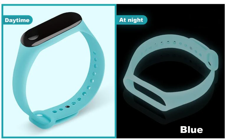 Luminous blue 10 шт./упак. умный Браслет Xiaomi Mi band 4/3 ремешок из мягкого силикона для Mi 4 Mi band 3 ремешок Ремешок Mi 4 3 аксессуары браслет - Цвет: Luminous blue