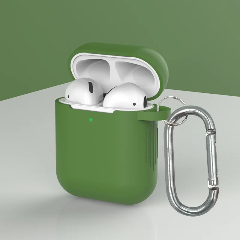 Airpod Case Cover For Apple Soft Silicone Case For Airpods wireless headsets Charger Case Airpods 1/2 universal hanger cover - Цвет: Mustard green