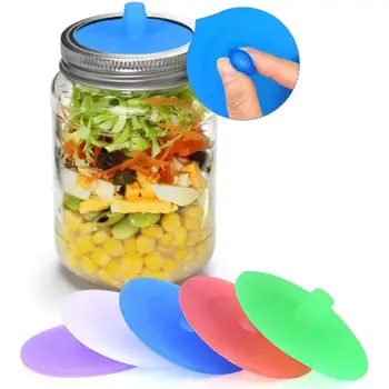 

5Pcs Silicone Waterless Fermenting Airlock Lids Covers Stainless Steel Band for Wide Mouth Mason Jar Sealed Lid Kitchen Supplies