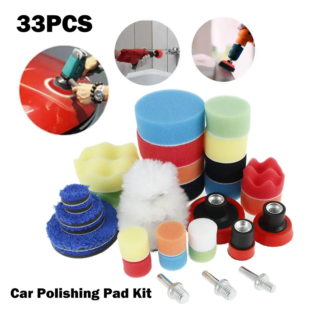 

33pcs/set Buffing Sponge Polishing Pad Hand Tool Kit For Car Polisher Compound Car Polishing Disc