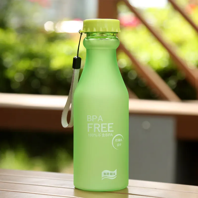 Портативный 550 мл пластиковая Спортивная бутылка для воды, герметичные бутылки для езды на открытом воздухе, путешествий, скалолазания, кемпинга, HU - Цвет: matte green