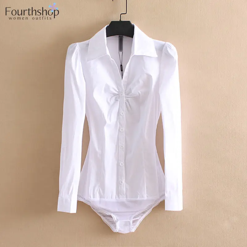 White Blouses and Tops Women Long Sleeve Body Shirt Office Lady Business Work Bodysuit Female Fashion Jumper Autumn Romper 2020 womens blouses